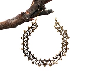 Pendientes de aro bohemios y grandes estilo Bali, redondos, con media luna de filigrana, chapados en oro, tamaño de 30mm - Product Image 1