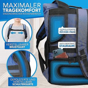 Zaino Unisex con Chiusura a Cerniera in Tessuto Oxford |   Zaino Impermeabile per Laptop |   Zaino da viaggio per la scuola con tracolla arcuata | - Product Image 3
