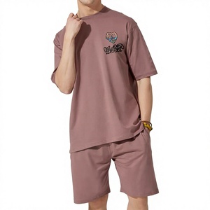 Vente flash : Ensemble de survêtement pour homme personnalisé, t-shirt et short en coton respirant, ensemble deux pièces, t-shirts et shorts, survêtements avec impression de logo personnalisé - Product Image 1