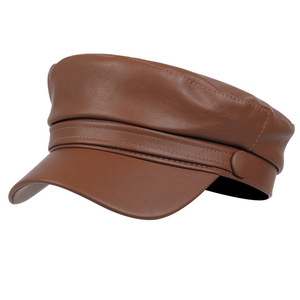 Femmes PU cuir haut plat béret pêcheur grec <span class=keywords><strong>marin</strong></span> violon chapeau casquette gavroche paperboy peintre casquette béret chapeau - Product Image 3