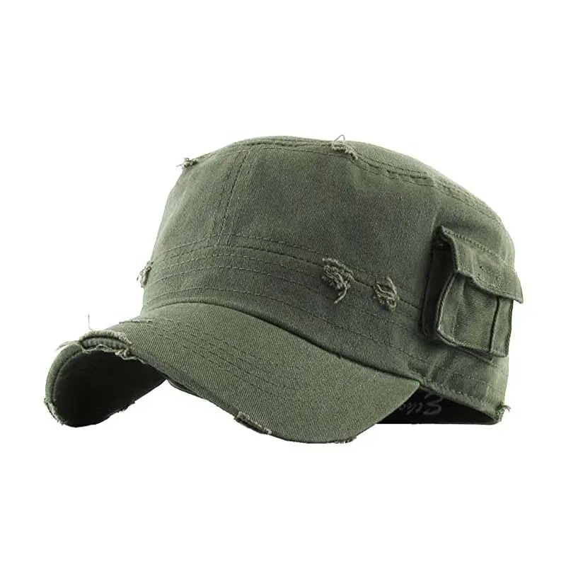 Manufacture Wholesale Design Your Own Unisex Adjustable Plain Flat Cadet camouflage Hat Cap