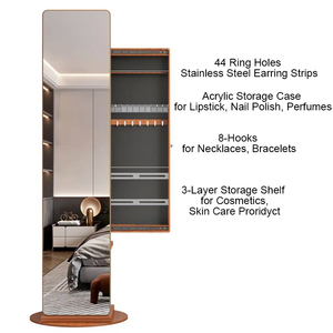 360 Độ Xoay Đầy Đủ Cơ Thể Gương Với Đồ Trang Sức Lưu Trữ Tủ Đơn Lập Đồ Trang Sức Armoire Tổ Chức Có Thể Gập Lại Trang Điểm Kệ - Product Image 3