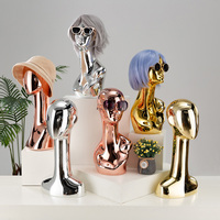 Nouveau Haute Qualité Rose Or Chrome Mannequins Stand Électrolytique Mannequin Tête Robe Forme Bijoux Lunettes De Soleil Chapeau Perruque Affichage