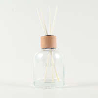 Bouteilles de diffuseur de luxe personnalisées de 150 ml, vides, en verre givré rond, pour diffuseur à bâtonnets, avec couvercle en bois