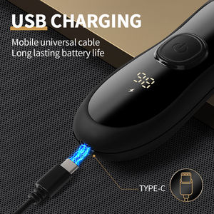 IPX7 impermeable inalámbrico hombres nariz recargable cerámica hoja cuerpo afeitadora recortadora 600mAh batería <span class=keywords><strong>corte</strong></span> ajustable inglés - Product Image 4