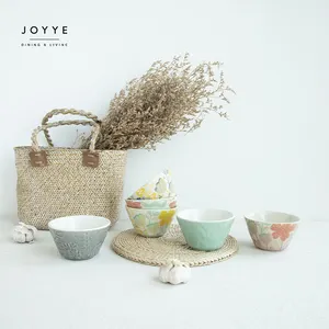 Joyye 2022 custom ceramic bowl set hand painting colorful cereal noodle bowls with flower porcelain ceramic salad soup bowl