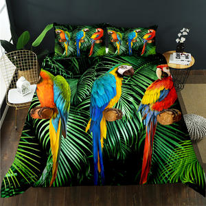 Juego de Ropa de Cama con Funda Nórdica de Poliéster con Diseño de Guacamayos de la Selva Tropical Verde, Suave y Cómodo - Product Image 1