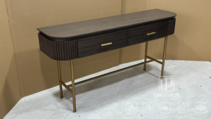 Updecors Hot Selling Italian Style Bedroom Bedside <b>Table</b> Double DrawerSolid Wood Construction Consoles Sturdy Metal <b>Leg</b> Dresser - Product Image 5