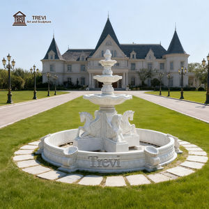 Tevi Art <span class=keywords><strong>Villa</strong></span> House giardino esterno giardino naturale fontana in marmo bianco con statue di cavallo scultura per ingresso vialetto - Product Image 5