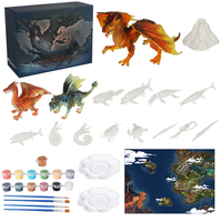 Kit de Peinture Monstre Géant Dragon avec 12 Créatures Marines Anciennes, Scène Carte Océanique, Modèle Volcan, Ensemble de Peinture Complet en Plastique WAYEE