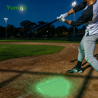 YumuQ Bases de baseball lumineuses à poser au sol + Plateau de base + Caoutchouc de lanceur - Ensemble de bases en caoutchouc pour jardin pour baseball et kickball