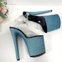 Poudre Flash exotique 20cm élégant Peep Toe mariée fête plate-forme sandales 8 pouces Sexy fétiche modèle discothèque pôle danse chaussures reine
