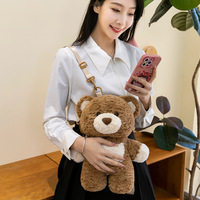 Sac à dos en peluche ours mignon, coton PP, doublure en maille super douce, confortable, style urbain unisexe, très populaire auprès des influenceurs