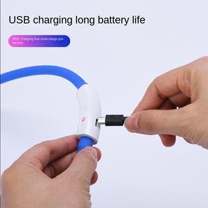 USB قابلة لإعادة الشحن سيليكون LED Pet طوق متوهج 4 وضع الإضاءة Cuttable 6-8h بطارية متعددة الألوان عاكس للماء الكلب الحيوان - Product Image 2