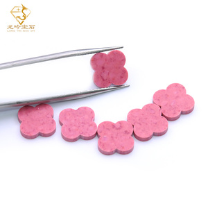 Vente en gros de pierres synthétiques en forme de trèfle à quatre feuilles, rose, 12*12*2mm, pour la fabrication de bijoux - Product Image 4