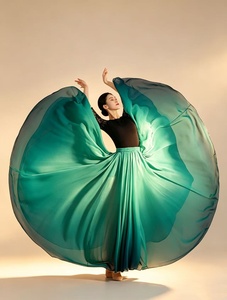 Falda Larga de Satén con Volantes para <span class=keywords><strong>Mujer</strong></span>, Estilo <span class=keywords><strong>Flamenco</strong></span>, 720 cm, <span class=keywords><strong>Vestido</strong></span> Folclórico Español para Danza del Vientre, Disfraz para Actuaciones - Product Image 5
