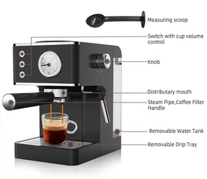 Semi <b>Automatic</b> Household 20 Bar High Espresso <b>Coffee</b> <b>Machine</b> Milk Frother Cappuccino Cafe With Temperature Meter Automated Coffe - Product Image 3