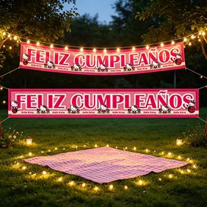 2Pcs Disposable Rectangle Party Banner Plastic Feliz Cumpleaos Digital Printing - Product Image 6