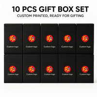 Coffret Cadeau Personnalisé avec Logo – 10 Boîtes Rigides Magnétiques en Carton Noir pour Cigarettes et Papier, Idéales pour l'Arrangement de Produits de Détail et Cadeaux