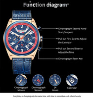 Para CURREN 8392, reloj deportivo de cuarzo para hombre de marca superior, cronógrafo, calendario, pulsera de cuero genuino azul, moda militar