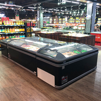 Congélateur horizontal de supermarché de 1000 litres, congélateur à glace pour îlot de présentation AHT, prix