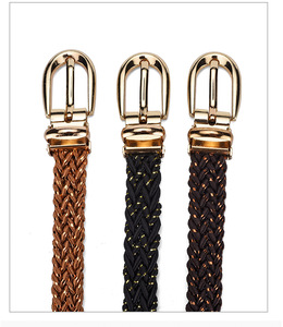 <span class=keywords><strong>Ceinture</strong></span> fine et <span class=keywords><strong>tressée</strong></span> pour femmes <span class=keywords><strong>Ceinture</strong></span> à boucle ardillon <span class=keywords><strong>dorée</strong></span> - Product Image 3