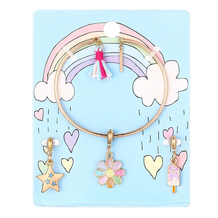 Conjunto de brazalete de flores para niños, juego de colgante con borlas, joyería chapada en oro