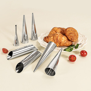 Molde de tubo danés de acero inoxidable plano grande al por mayor, bolsa de cuerno para hornear DIY con tornillo cilíndrico, herramientas para pasteles - Product Image 2