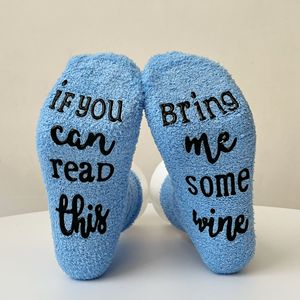 Se riesci a leggere questo vino calzini di cotone spesso calzini da regalo invernali con caratteristica antiscivolo Logo tessuto di natale san valentino - Product Image 4