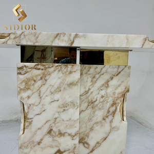 Consolle reale in marmo naturale di lusso nero marrone bianco Console d'<span class=keywords><strong>angolo</strong></span> tavolo <span class=keywords><strong>ingresso</strong></span> Villa mobili - Product Image 5
