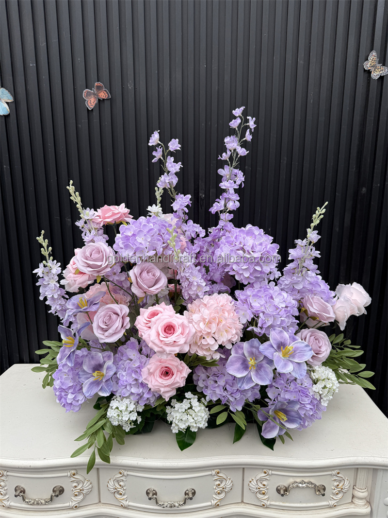 60cm purple wedding aisle flower runner