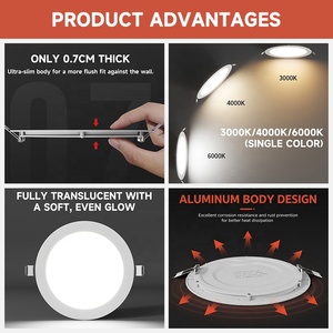 Luminaria LED Empotrable de Techo Ultrafina de Aluminio para Comercios, Supermercados, Centros Comerciales, Hoteles y Hogares, Cuadrada o Redonda, 3W <span class=keywords><strong>4W</strong></span> 6W 9W 12W 15W 18W - Product Image 4