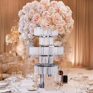 Pendentifs en acrylique véritable scintillants, centres <span class=keywords><strong>de</strong></span> table, <span class=keywords><strong>support</strong></span> à fleurs <span class=keywords><strong>de</strong></span> mariage à 5 niveaux, robuste - Product Image 3