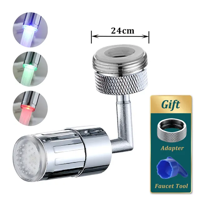 Terbaru Dapur LED Sensor Cahaya Kran Aerator Adjustable Anti-Splash Filter Tekan Kamar Mandi Shower Faucet Nozzle Kepala Hemat Air