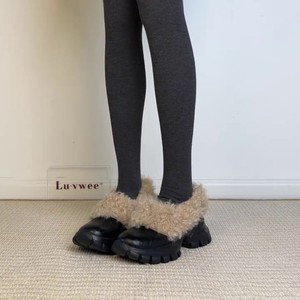 Mocasines de cuero genuino con aumento de altura de 6 cm, suela gruesa, forro de piel, zapatos de cuero sin cordones, calzado de invierno para mujeres pequeñas - Product Image 4