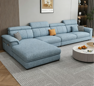 Sofá de Tela de Lino y Algodón de Estilo Nórdico Minimalista, Sofá Recto Ligero y Lujoso, Suave y Cómodo para Sala de Estar con <span class=keywords><strong>Chaise</strong></span> Longue - Product Image 2