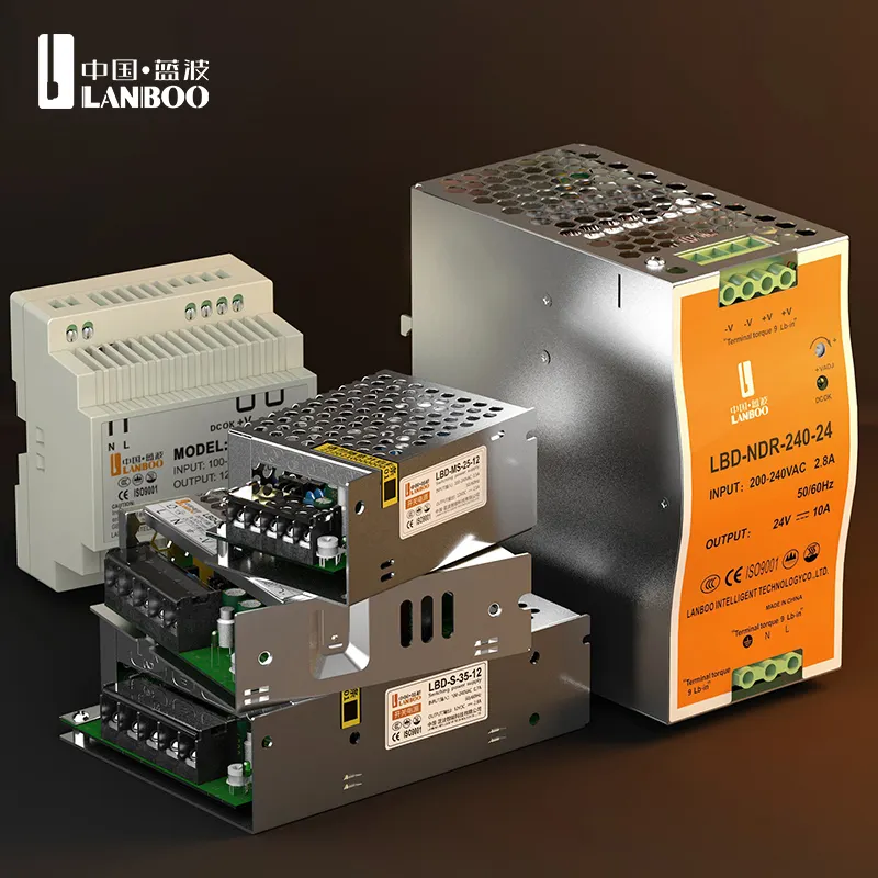 LANBOO S Series แหล่งจ่ายไฟบางเกรดอุตสาหกรรม มีจําหน่ายใน 25/35/75/120/150/350/400/600/800W 12V/24V ปลอดภัยและเชื่อถือได้