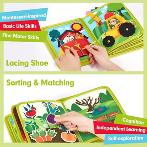 Écran sur mesure voyage gratuit essentiel montessori apprentissage jouet <span class=keywords><strong>ferme</strong></span> thème 10 pages feutre <span class=keywords><strong>livre</strong></span> pour enfant en bas âge auto exploration cadeau - Product Image 3