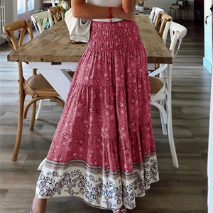 <span class=keywords><strong>Jupe</strong></span> <span class=keywords><strong>longue</strong></span> ample imprimée, style bohème, décontractée, taille haute, <span class=keywords><strong>jupe</strong></span> de plage pour femme - Product Image 1