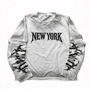 Sudadera con Capucha Oversize de Hombre con Estampado Digital Gótico Retro Urbano Lavado, Doble Capa en las Mangas, Tendencia 2026 - Product Image 1