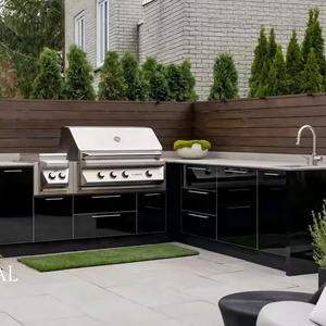 Модульные кухонные шкафы Xiaozhu для улицы с несколькими ящиками, мраморной раковиной, функцией плавного закрывания и всепогодными уплотнителями от дождя - Product Image 1