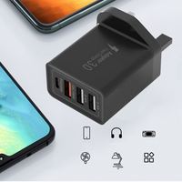 UK/EU/US 3USB 1Type C 4 ports QC18W 2.4A PD 20W adaptateur secteur prise murale Type C brique de charge 45W 40W chargeur multi-ports