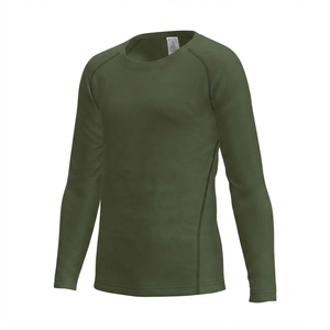 Men's <b>Navy</b> Blue Long Sleeve O-Neck Thermal <b>Top</b> 100% Polyester Quick Dry Casual Knitted Solid Color - Product Image 2
