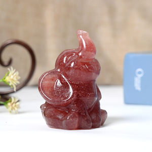 6cm <span class=keywords><strong>Natural</strong></span> Crystal <span class=keywords><strong>Stone</strong></span> Esculpido Elefante Estatuetas Artesanato Interior decorativa Gemstone Elefante Estátua - Product Image 4