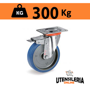 Rueda SIGMA ELASTIC 73 con soporte INOX NLX, freno delantero, 300 kg - Product Image 1