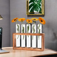 Station de propagation de plantes en verre de bureau de ferme avec 5 tubes à essai pour plantes hydroponiques support bureau décoration de la maison