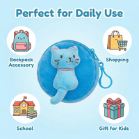 Dompet Koin Plush Kawaii Portabel Mini dengan Ritsleting Gantungan Kunci Dompet Uang Koin Hewan Kartun untuk Wanita