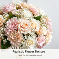 Boule de fleurs artificielles blanches mélangées, roses en soie, boule florale mixte pour la décoration de scène de mariage, de table à manger, de salle d'exposition