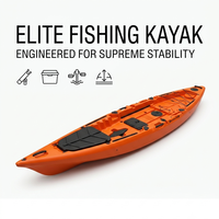 Kayak de pêche solo rotomoulé orange de 4,15 m, best-seller, avec moteur hors-bord à hélice en aluminium, canoë-bateau
