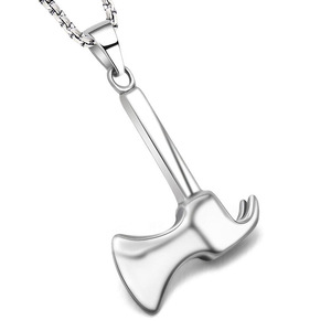Collier pendentif hache en acier inoxydable pour hommes, chaîne incluse, bijoux à la mode, SP561 - Product Image 1